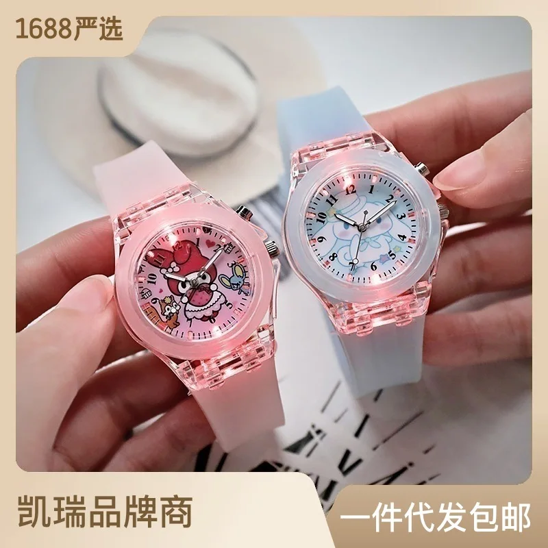 New Sanrio Joint Luminous Children\'s Watch Name Meileti Pudding Dog Student Watch Children\'s Watch Manufacturer Wholesale Toy