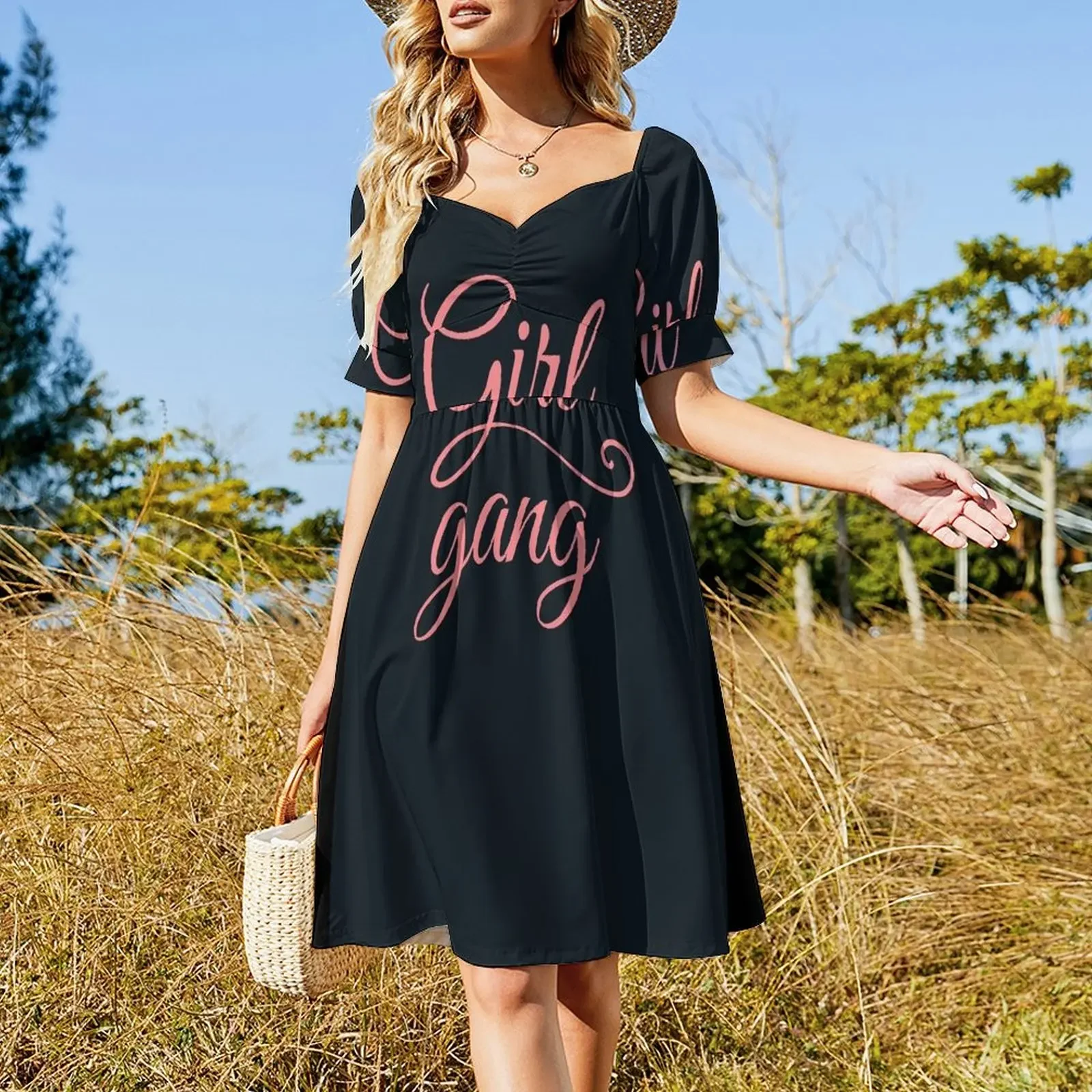 Girl gang typography Sleeveless Dress Beachwear summer women's dress 2025 Dress