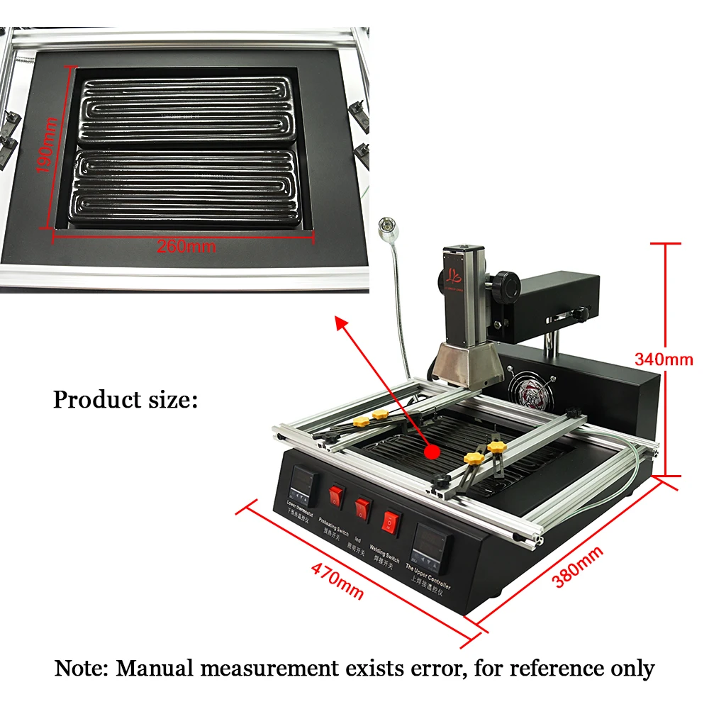 Infrared Rework Station LY M770 IR BGA Soldering Machine Mini Economic 1900W 2 Zones Manual Operation Game Chip Repairing Device