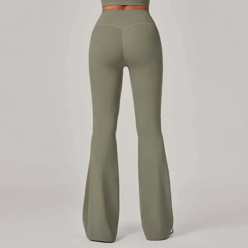

Женские брюки для йоги с подъемом бедер, облегающие расклешенные брюки с высокой талией, брюки для тренировок в тренажерном зале, фитнесе, эластичные повседневные спортивные леггинсы