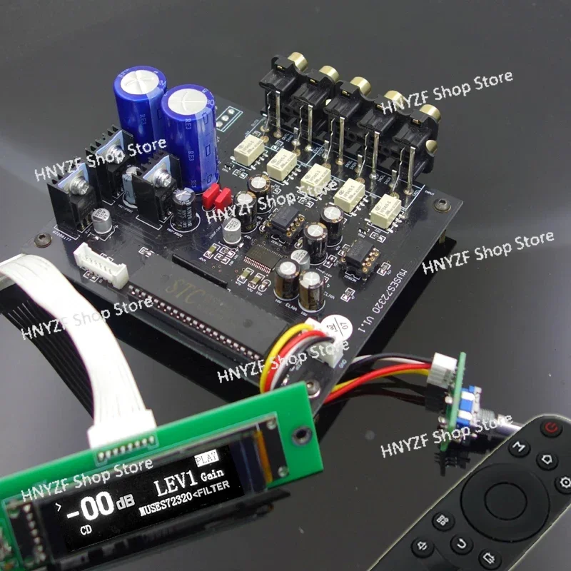 2.08 Inch OLED MUSES72320 HIFI Preamplifier Volume Controller 4 in 1 Out Relay Switching with Infrared Remote Control