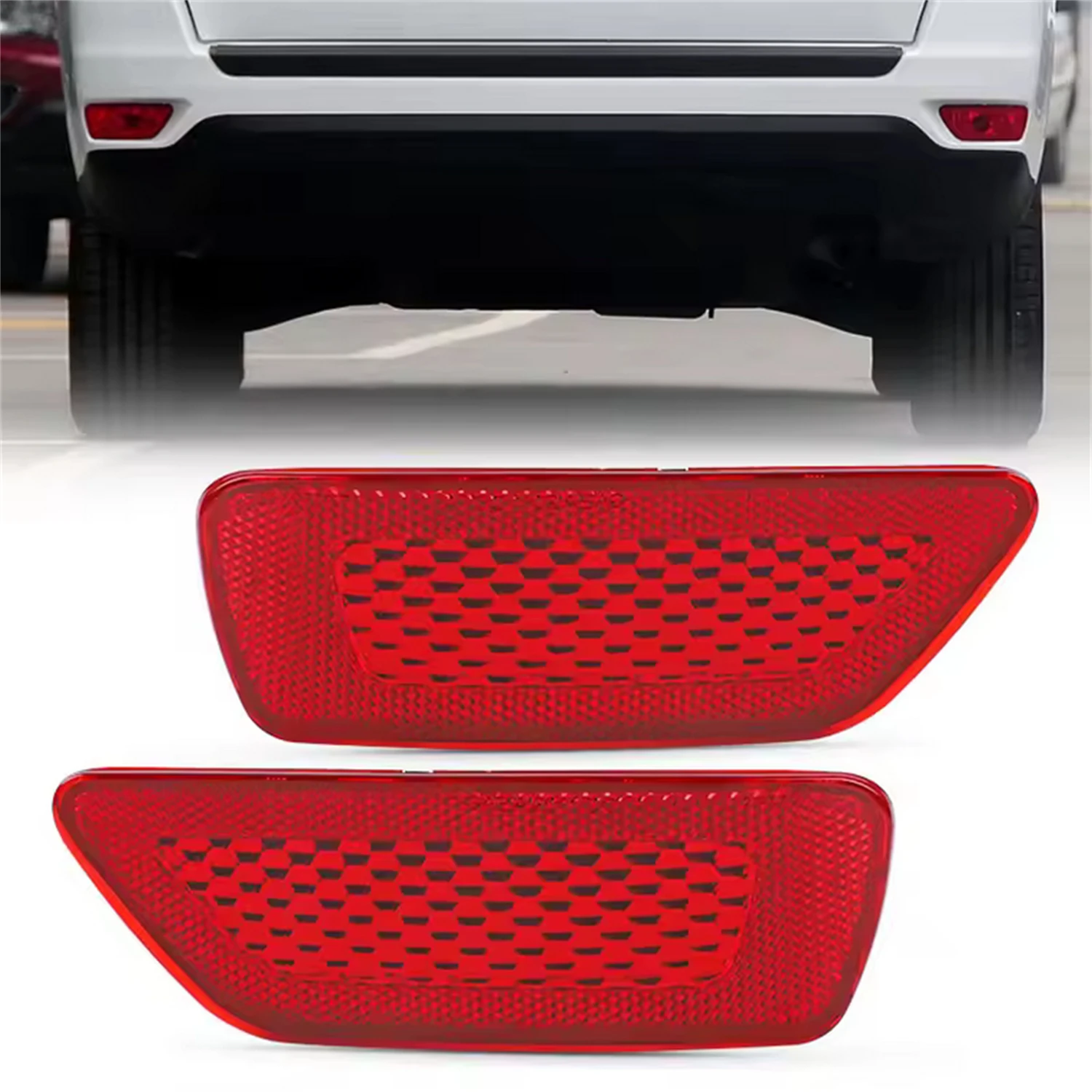 For Jeep Compass Grand Cherokee Rear Bumper Reflector Light Cover 57010720AC CH1185100 Red 57010720AB-R 57010721AB-L 2 PCS