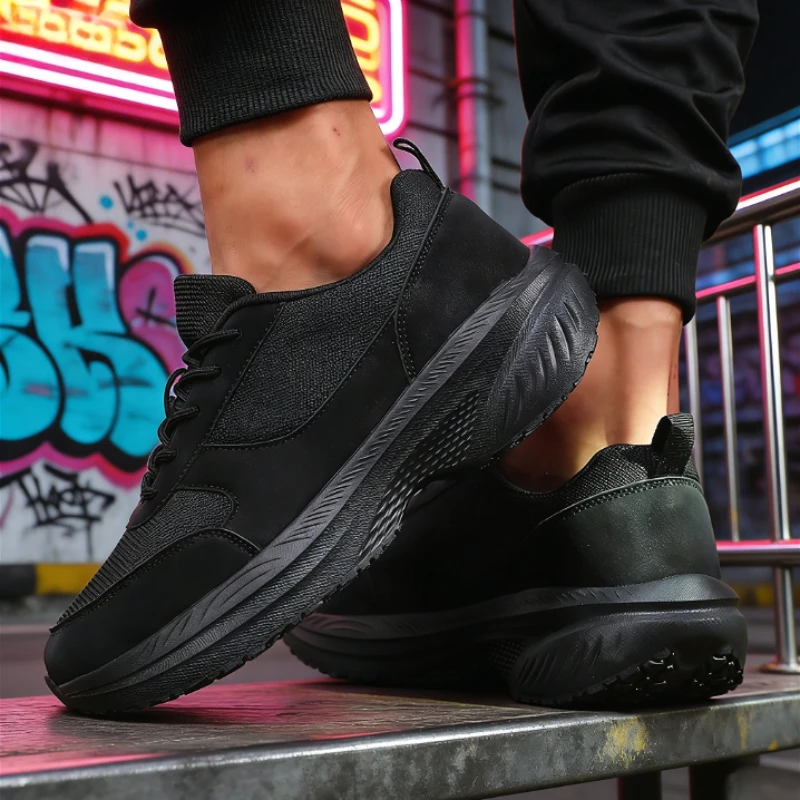 Wide Shoes for Men 2025 Modern Trendy Generic Men's Black Casual Sneakers Soft Sole Shock-Absorbing Breathable Comfortable Shoes