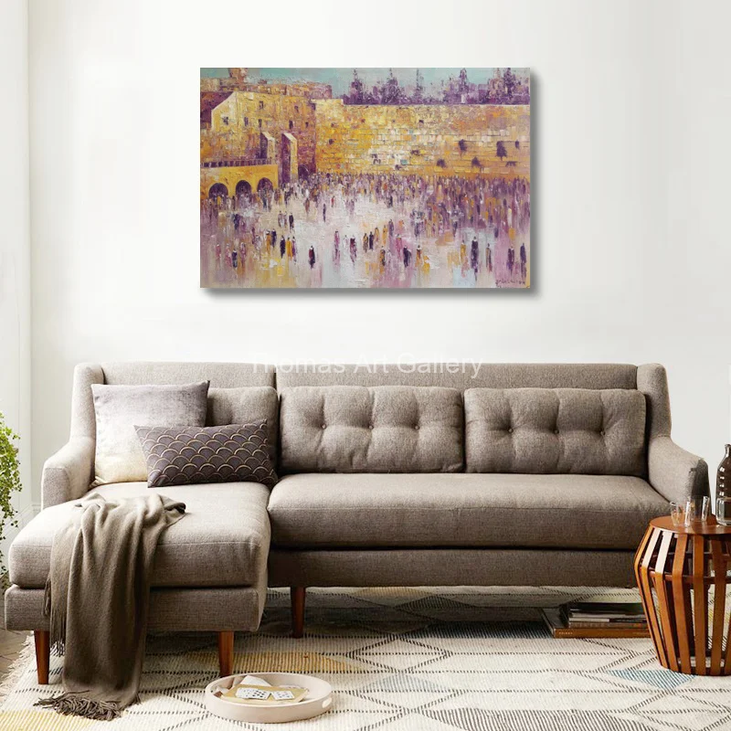Jerusalem Kotel Artwork HD Fine Art Print Abstract Sunset Plaza Landscape Spiritual Jewish Decor for Entryway Home Office Wall