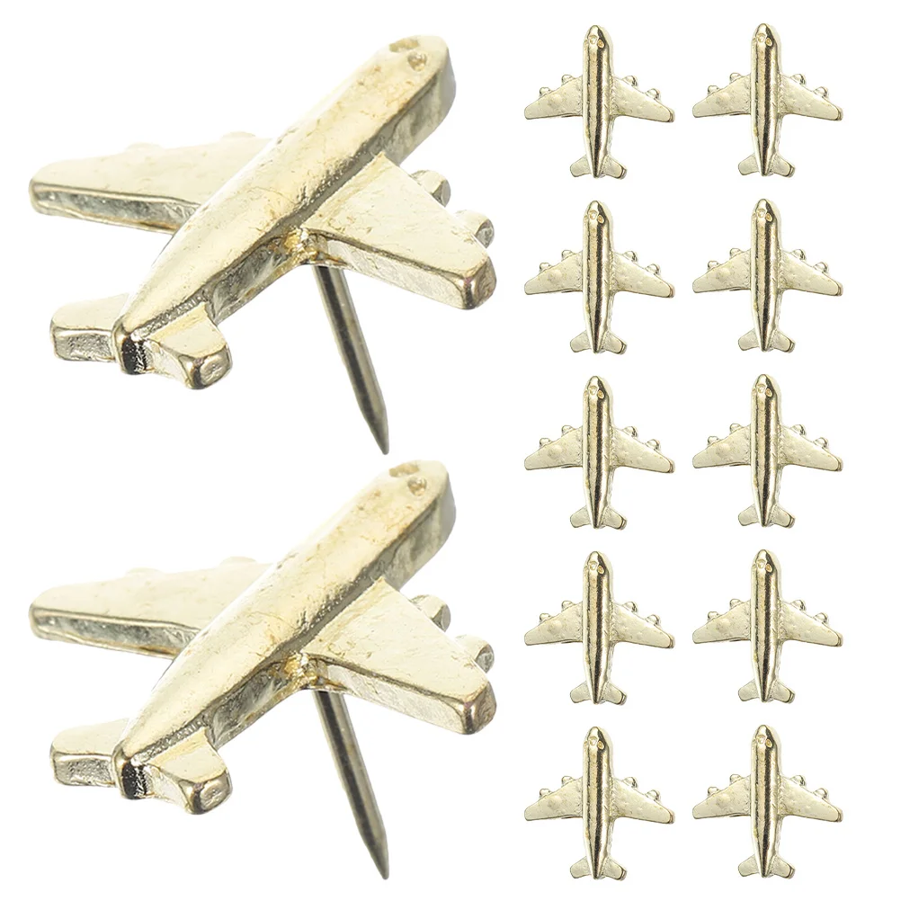 24Pcs Fun Design Metal Airplane Push Pins Decorative Tacks for Wall Hanging Photo Display School Office Organization