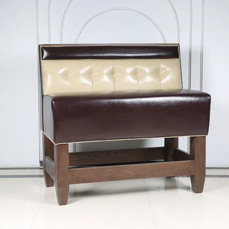 Restaurant booth sofa solid wood soft bag catering furniture American retro bar bar high bar booth