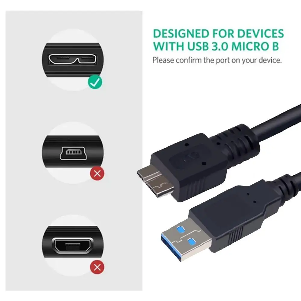 USB Micro B Cable Type-A to USB 3.0 Micro B Cable Connector 5Gbps External Hard Drive Disk Cable for Hard Drive Computer Cable