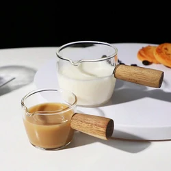 1pc-Coffee and Milk Cup Wooden Handle Small Milk Can Glass Cup
