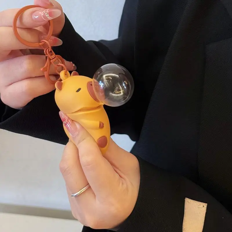 Capybara Bag Pendant Couple Bag Accessories Keychain With Bubble Silicone Squeeze Fidget Toys Cartoon Hands Exercising Fidget To