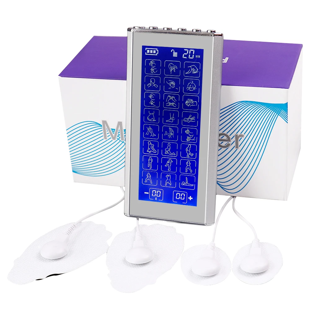 24 Mode Double Output Electric Body Massager EMS Muscle Stimulation TENS Electronic Pulse Massager For Neck Back Muscle Relax