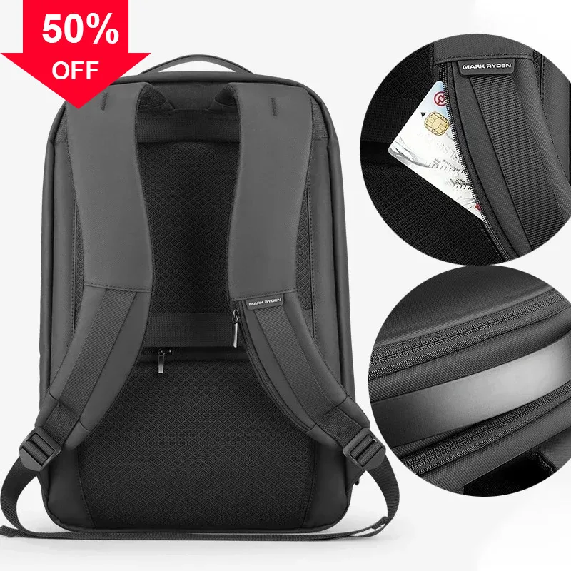 Mark ryden backpack 15.6 Inch Men Leisure Large Capacity Business USB Charging Port Backpack Waterproof Computer Bag