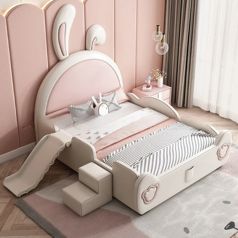 

Children's bed, girls' bed, rabbit ears, with slide, daughter's bed
