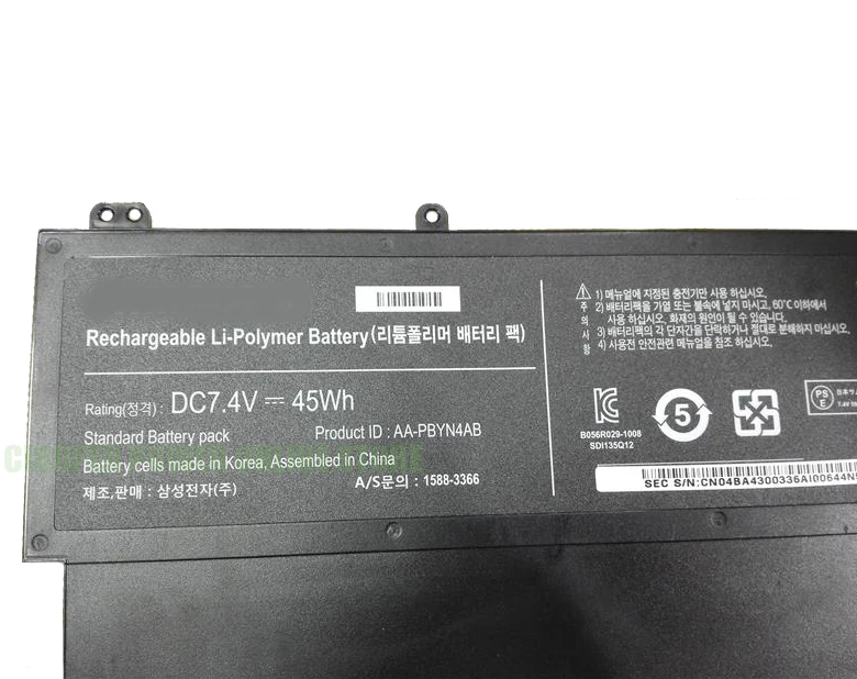 CP Laptop Battery AA-PBYN4AB 7.4V/45WH/6000mAh For 530U3B-A01 530U3C-A02 535U3C NP530U3B NP530U3C NP532U3X NP540U3C