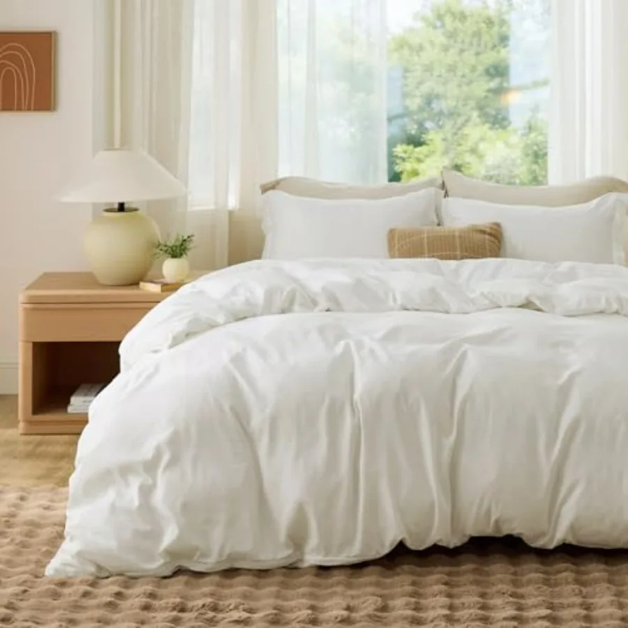 

Queen Size - Soft Double Brushed Bedding for and Adults, Zipper Closure, 3 Pieces, Includes 1 90"x90" and 2 Pillow Shams, NO Co