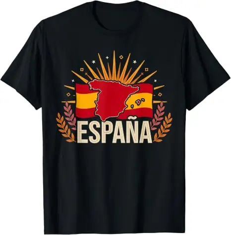 Spanisches Fan Retro Vintage Spanien Flagge T-Shirt Y2k Fußball Sportbekleidung Trikot Espana Fußballmannschaft Fans Grafik-Bekleidung Spanisches T-Shirt – Detail 14