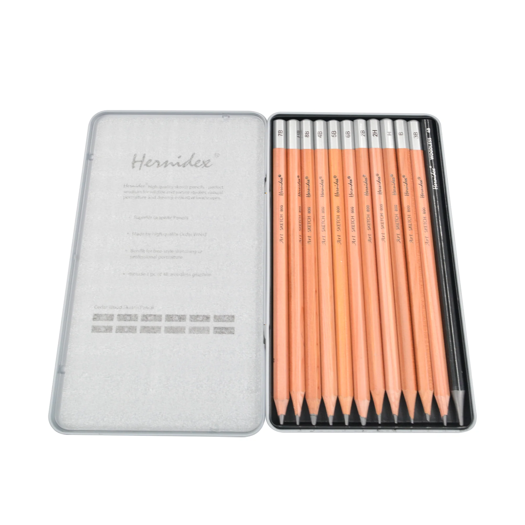 مجموعة أقلام رسم 12 قطعة من HERNIDEX 800AS-12TN، خشب الأرز، 2H-8B لفن الرسم، أقلام جرافيت احترافية، مستلزمات الفنانين،