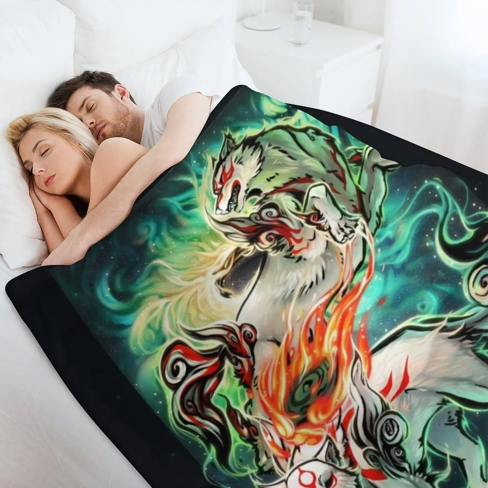 أجيال Okami رمي بطانية أنيمي بياضات السرير الفلانيل لبطانيات الأريكة #4