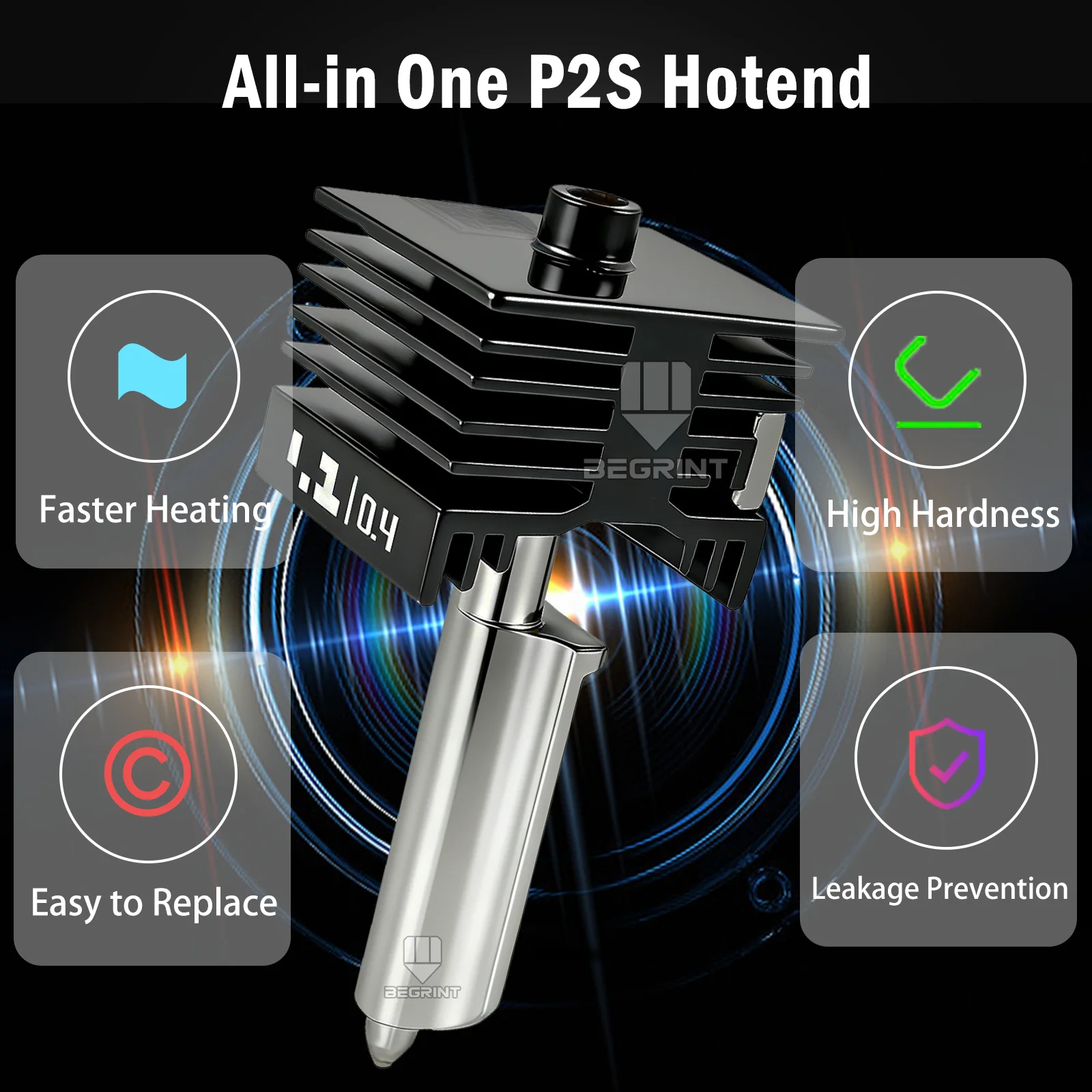 Hotend For Bambu Lab P2S Hotend One-Piece Nozzles 0.2/0.8/0.6/0.4mm Integral heat end Stain steel Hotend nozzle For Bambulab P2S S6ebe538c7b0a404997767e4669f524976