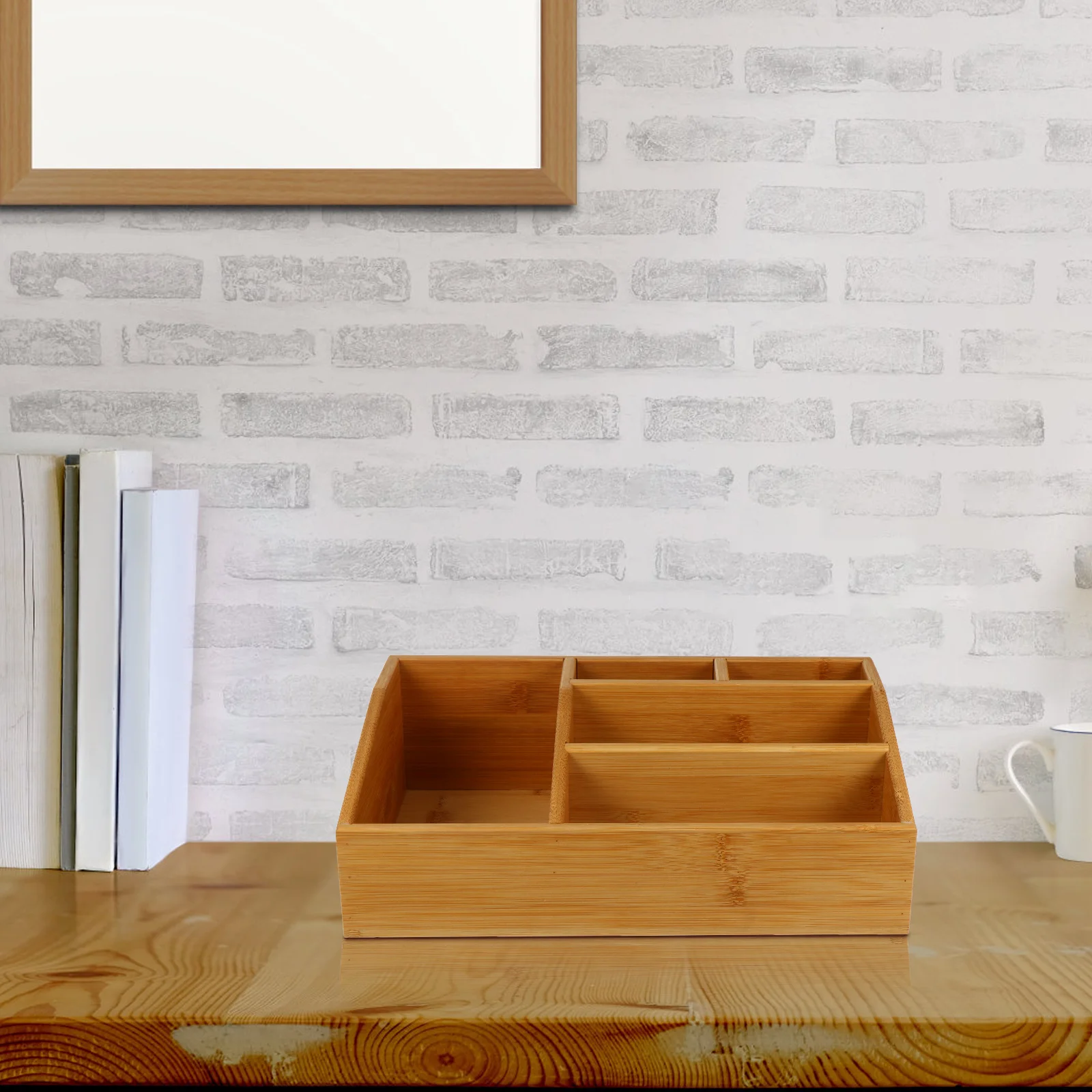 

Organizer Box Bamboo Desktop Storage Case For Makeup Stationery Sundries Multi-Grid Organizing Container Household