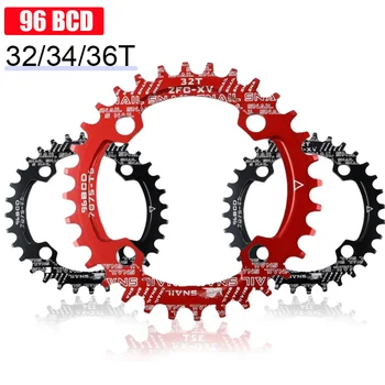 SNAIL 96bcd MTB 체인 링, 32 T, 34T, 36T, 단일 체인 링 크라운, 32 톱니, MTB 라운드 좁은 와이드 자전거 부품, MTB 액세서리