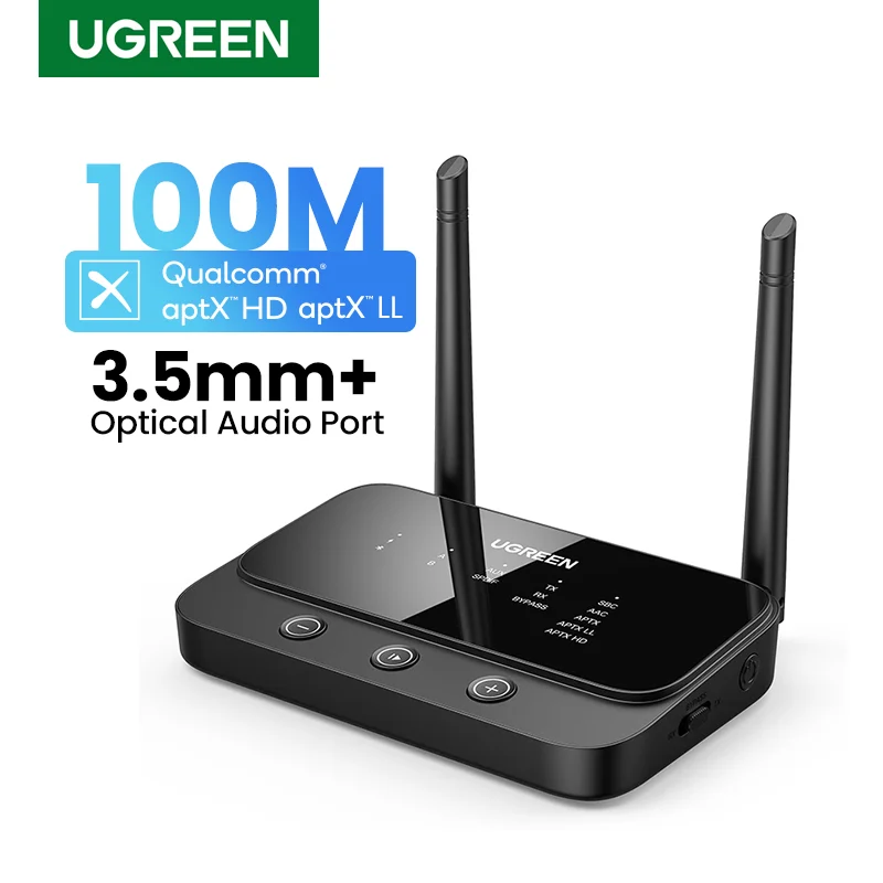 【RU】 UGREEN 100m Long Range Bluetooth 5.0 AptX LL AptX HD Audio Wireless Audio for TV Home Stereo