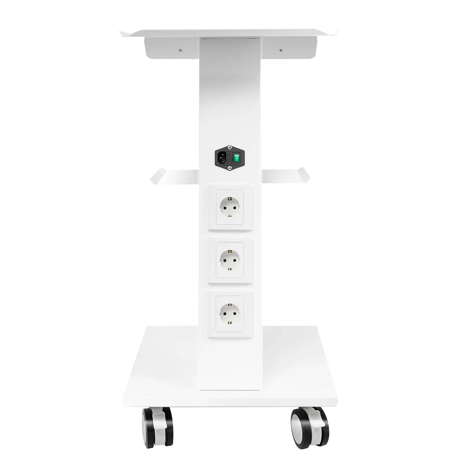 Carrello per salone a 3 livelli Capacità di 220 libbre Alimentato con 3 prese Carrello per salone di bellezza dentale per mobilità facile con ruota