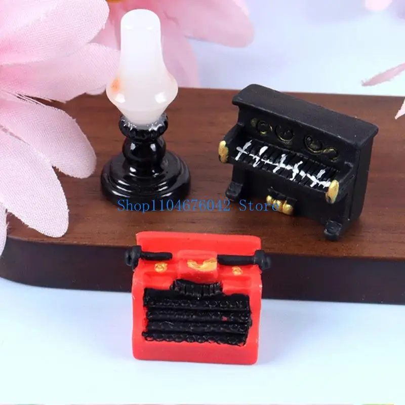 2Pc Miniature Plastic Resin Home Appliance Ornaments Decorative Accent Dollhouses Retro Furniture Models for Pretend Play