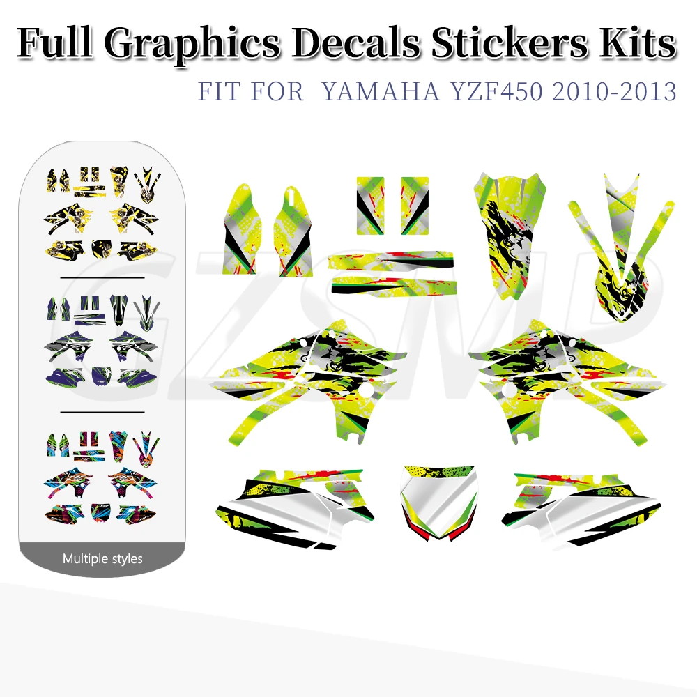 

Мотоциклетный графический комплект, наклейки, наклейки, фон, подходит для Yamaha YZ450F YZF 450F 2010 2011 2012 2013