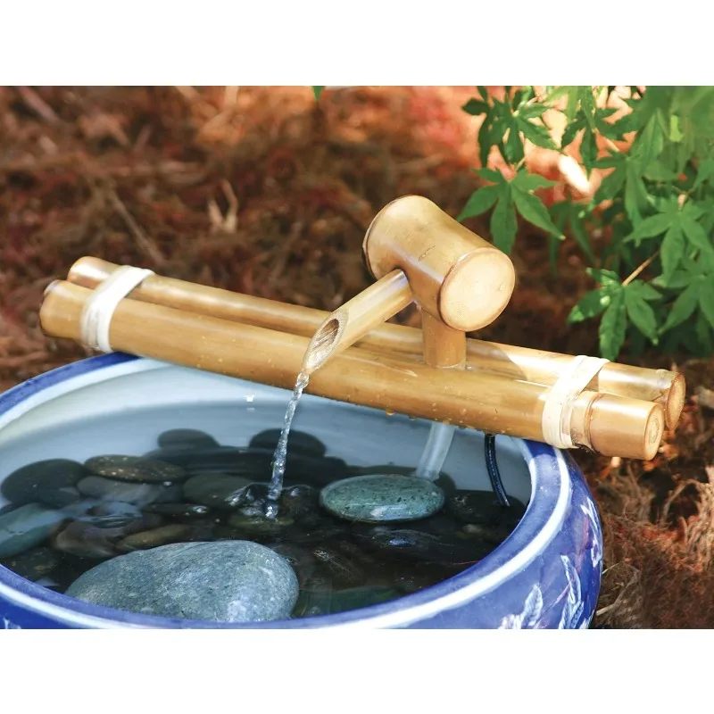 

Accents Low-Profile Deck Water Fountain, Indoor/Outdoor Bamboo Fountain with Pump, Wide Classic Nozzle, Split Resistant,