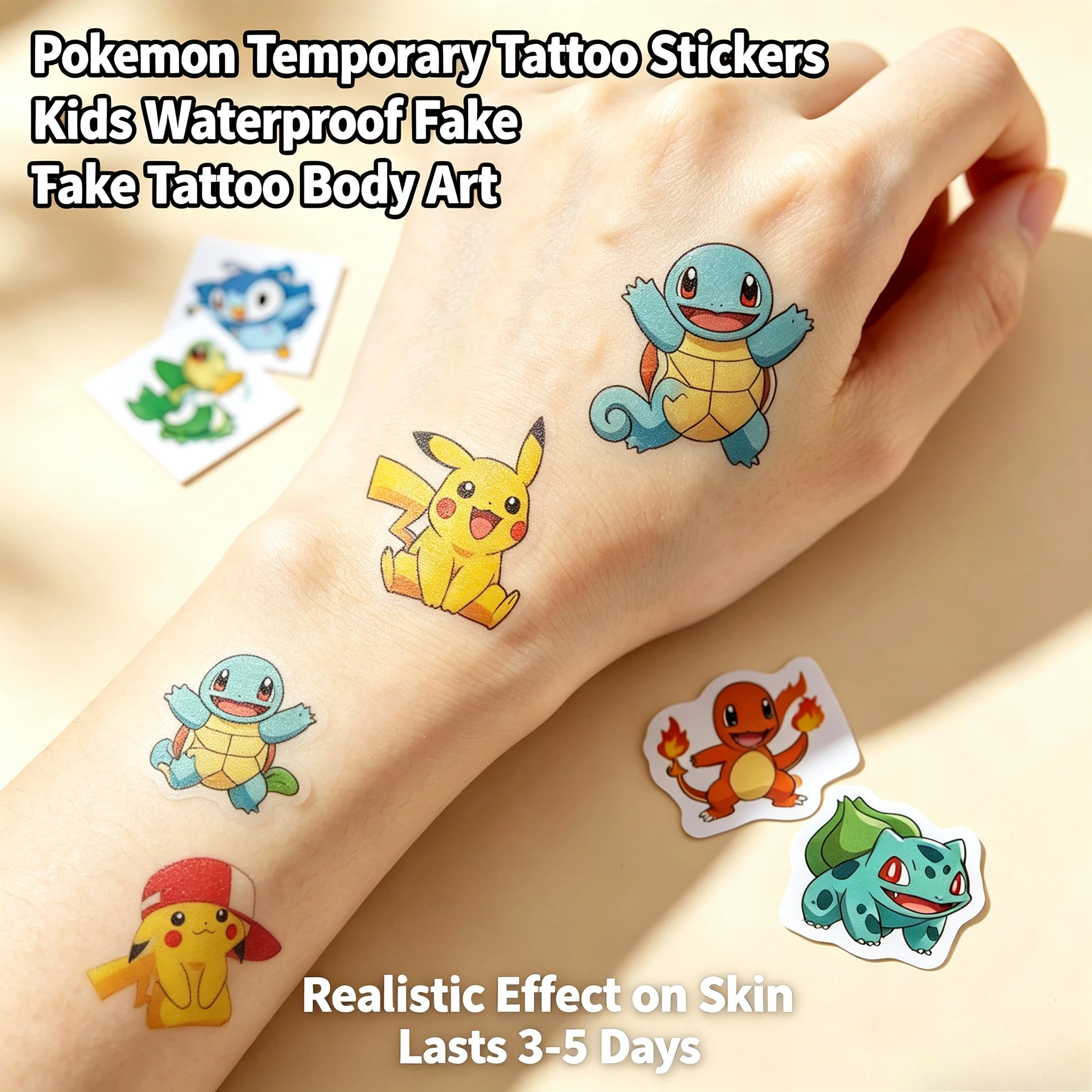 20PCS Pokemon Stickers 5cm*5cm Children Pikachu Sticker Funny Cartoon Kids Girls Christmas Birthday Gift Reward Sticker Toy