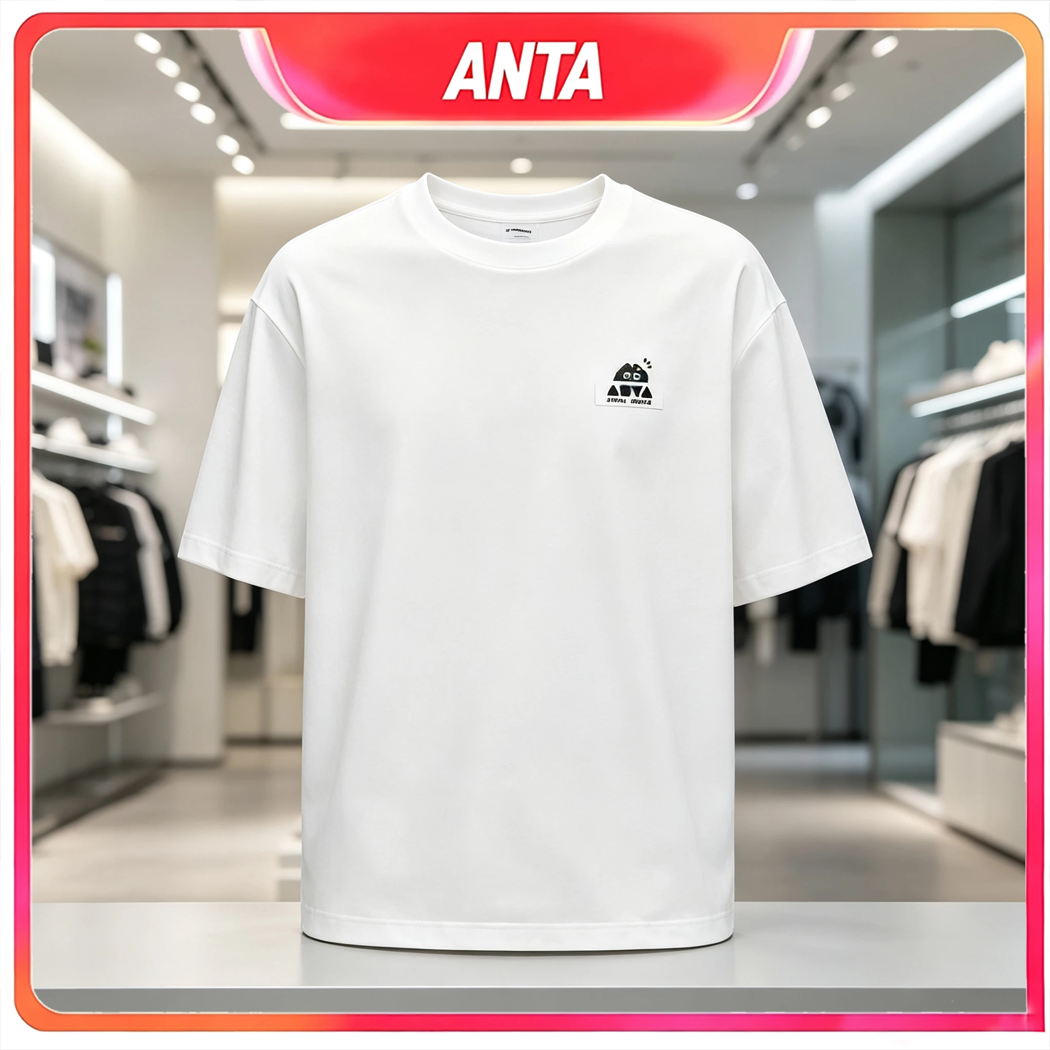 Anta Couple Crew Neck T‑Shirt Men Women Summer Casual Top Loose Breathable Ice Silk Short Sleeve