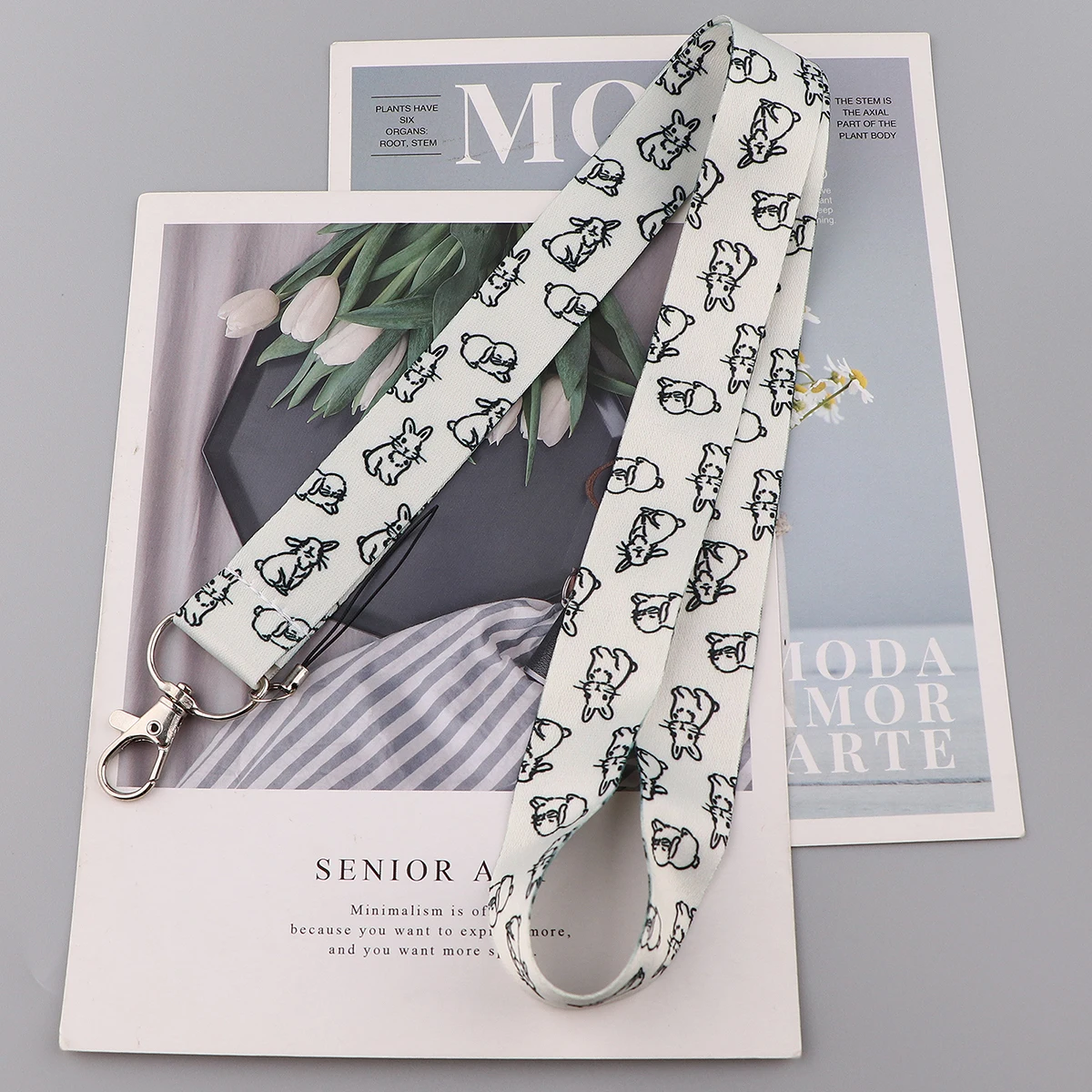 

Cute Rabbits Neck Strap Lanyard for Key Cell Phone Straps USB Badge Holder DIY Hanging Rope Keychain Accessories Gifts