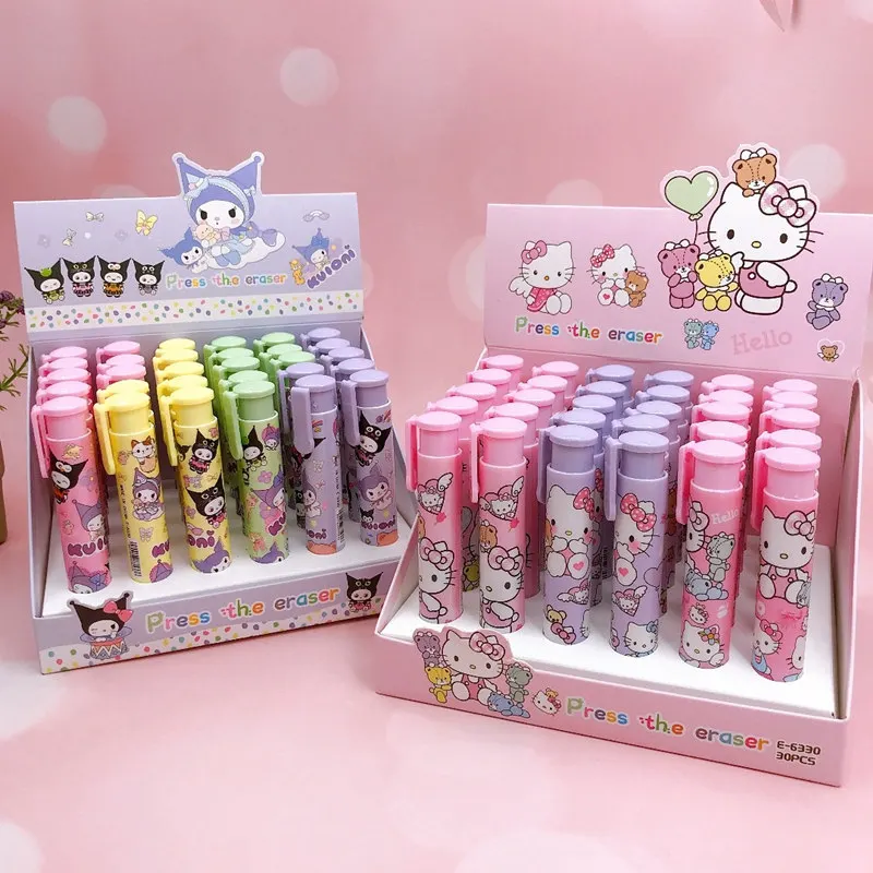 Creative Sanrioed Kawaii Press Eraser Anime Hello Kitty Kuromi MyMelody Cinnamoroll Cartoon Cute Stationery Gift Office Supplies