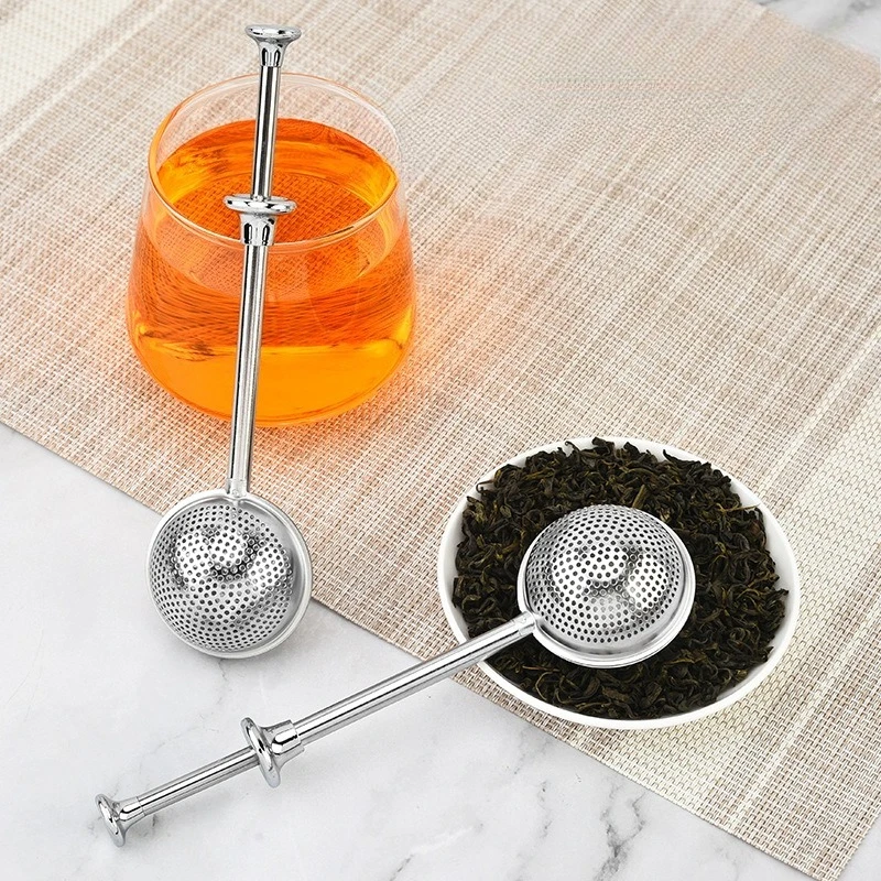 304 مصفاة شاي من الفولاذ المقاوم للصدأ المحمولة كروية الصحافة نوع الشاي بروير الإبداعية تلسكوبي صغير أوراق الشاي تصفية أدوات الشاي المنزلية #2