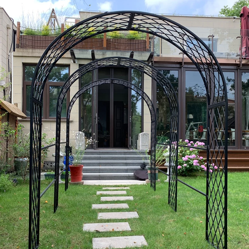 Iron Arch European Style Grape Rack Gardening Outdoor Garden Flower Rack Garden Flower Grid Door Rose Climbing Vine Rack