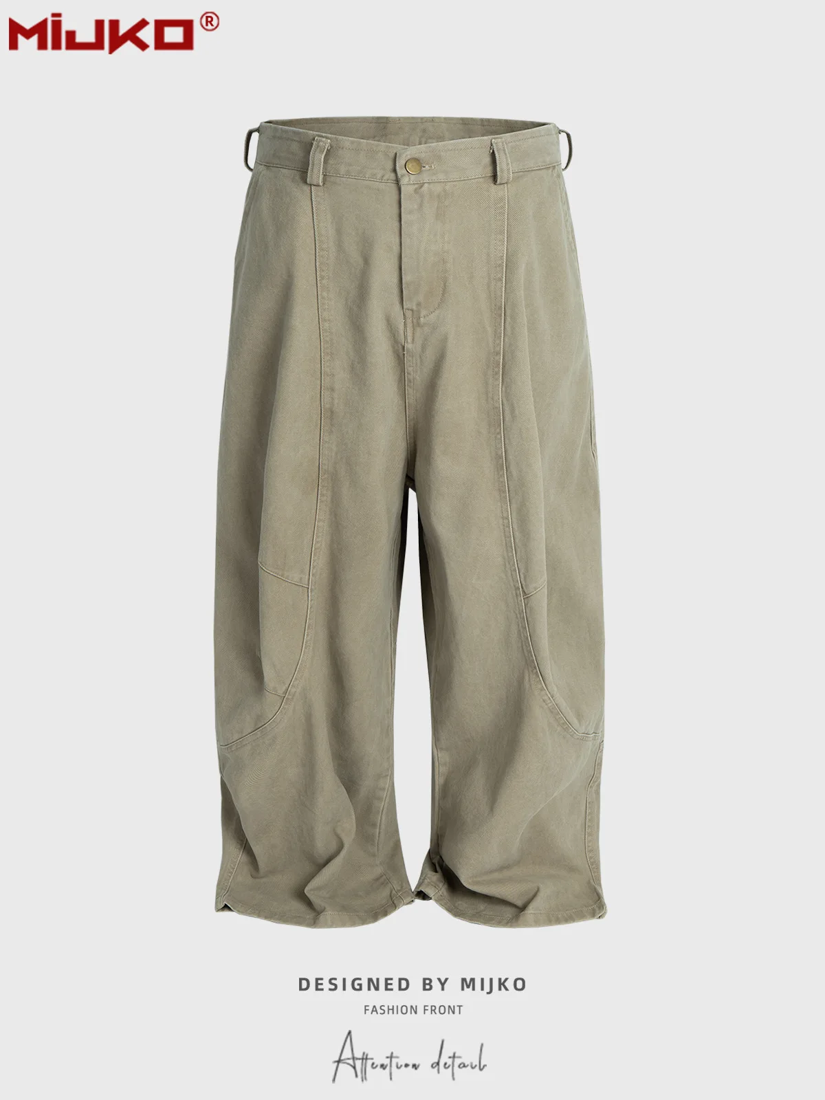 

C887# Y2K Vintage Pants Khaki Green Men and Women Baggy Trousers