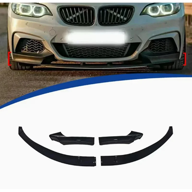 

For BMW 2 Series F22 F23 2014-2020 Bright Black Car Front Bumper Lip glossy black Front lip Diffuser Front Chin Spoiler Body Kit