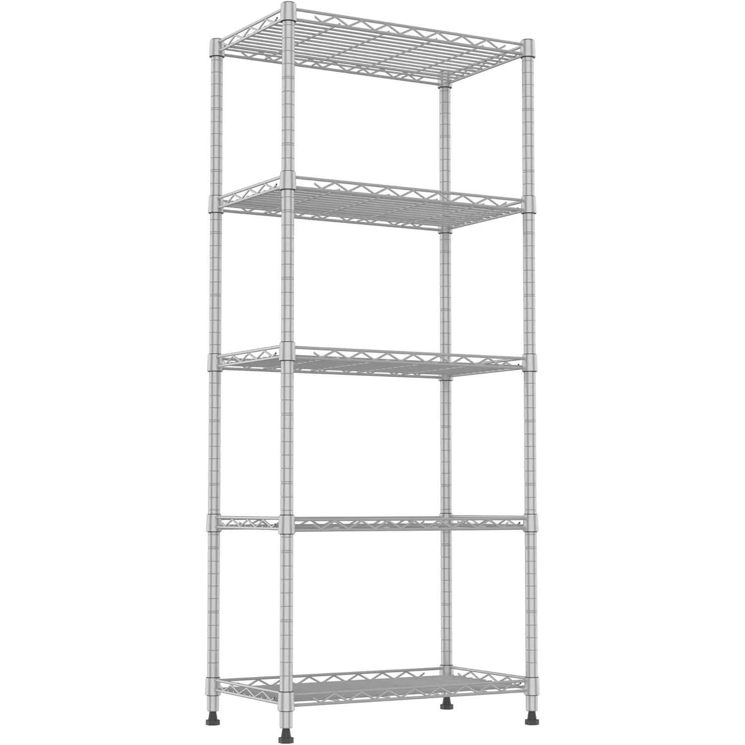 

5-Wire Shelving Metal Storage Rack Adjustable Shelves,Standing Storage Shelf Units(Silver,11.8" D x 21.2" W x 53.5" H)