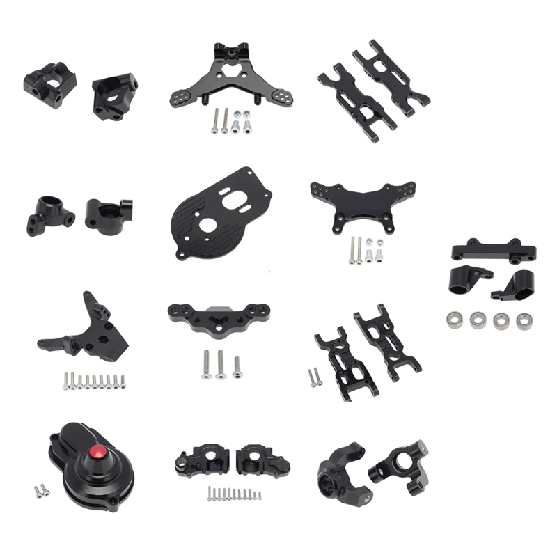 

Metal Upgrade Parts Kit Steering Knuckle Suspension Arms Set for Losi 1/18 Mini-T 2.0 2WD RC Truck Upgrade Parts,Black