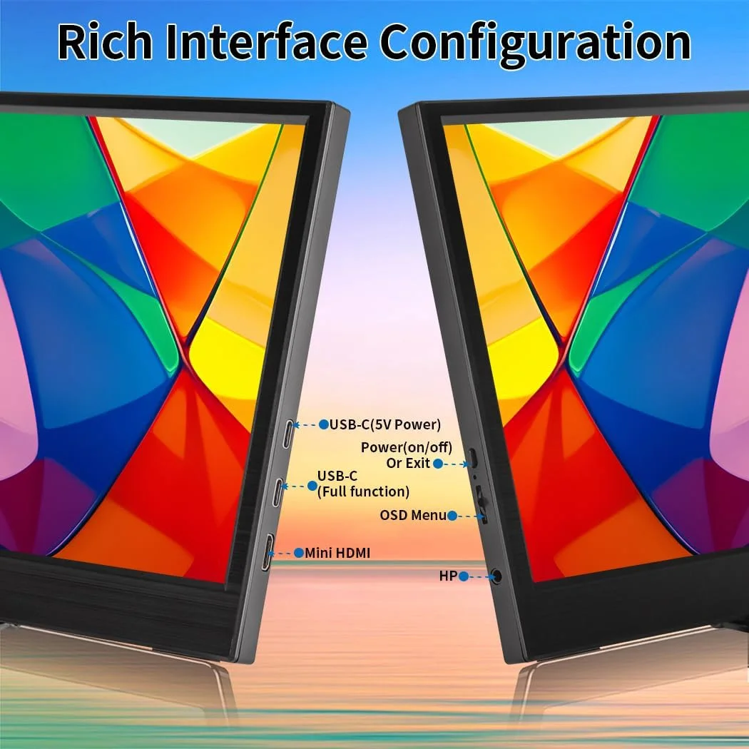 شاشة AHXJKA مقاس 11.6 بوصة محمولة 1366X768 شاشة LCD 16:9 شاشة ألعاب للسفر لمفتاح الكمبيوتر المحمول متوافقة مع HDMI ps4 ps5 Xbox