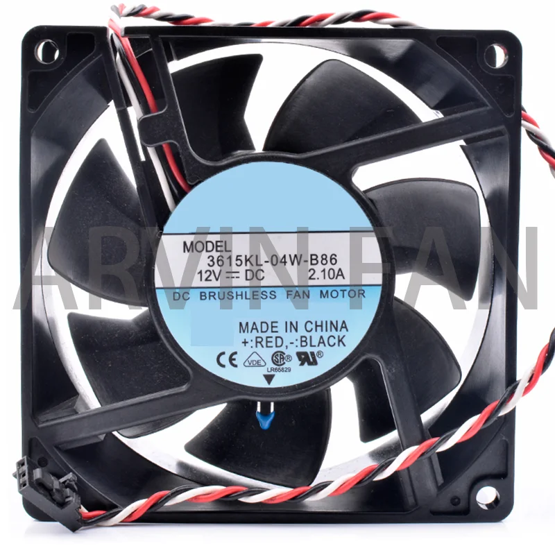 Brand New Original 3615KL-04W-B86 9cm 9038 92x92x38mm 12V 2.10A Resistance Thermal Temperature Control Chassis Cooling Fan