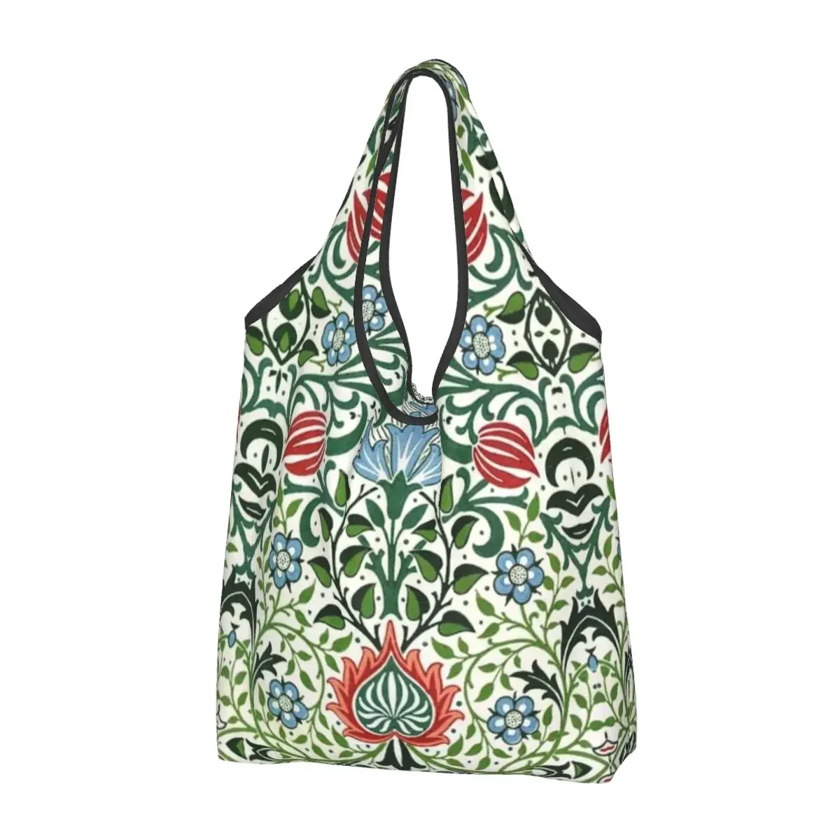 Funny Pomegranate Flowers William Morris Shopping Tote Bag Portable Floral Textile Desgin Grocery Shoulder Shopper Bag