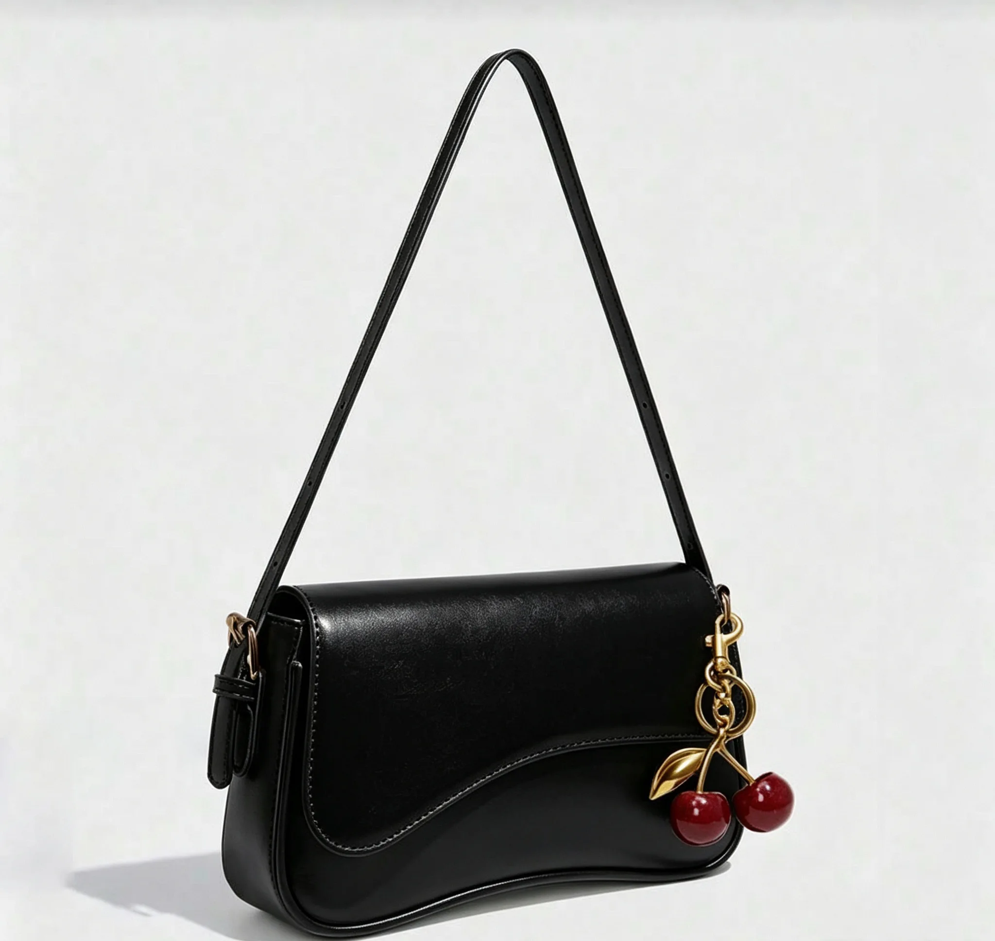 2026 New Wave Covered Underarm Bag French Retro Simple Leisure French Toast Bag Cherry Hanging Ornament Women's Commuter Shoulde