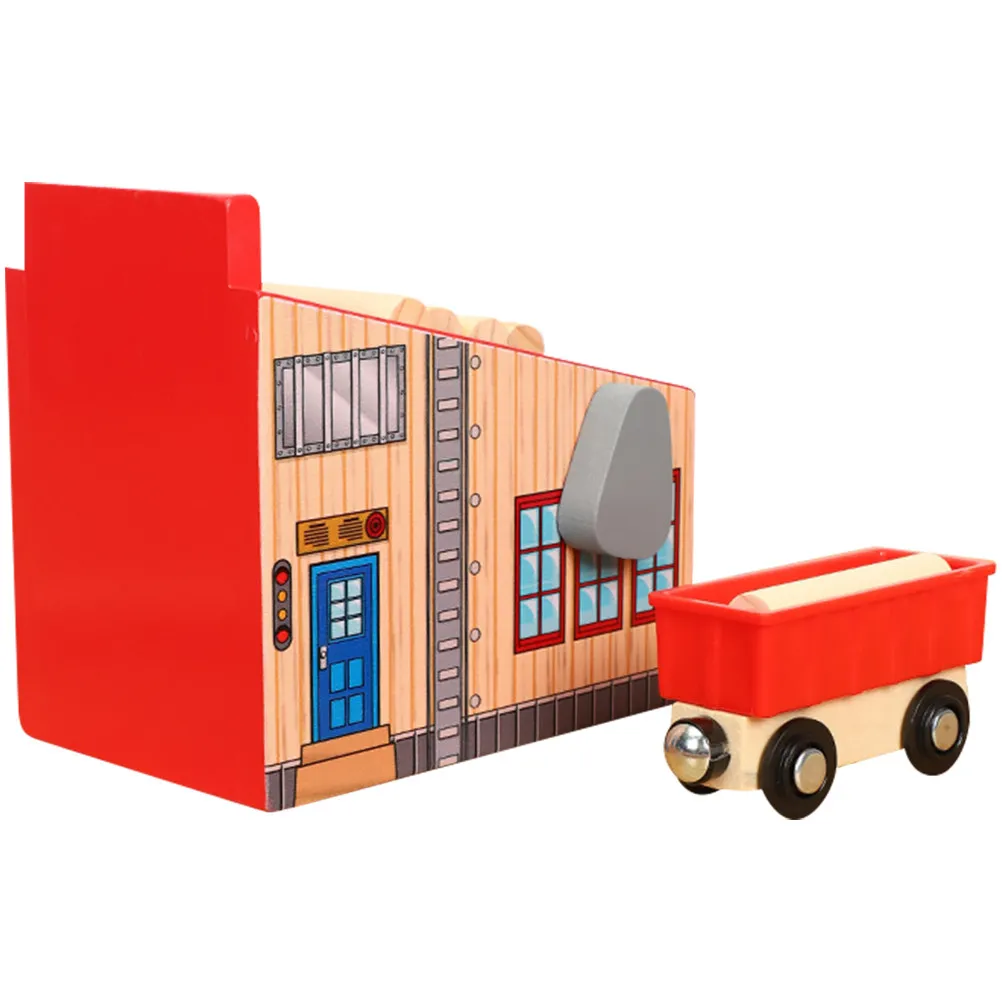 1Set Wooden Train Track Set with Blocks Smooth Burr-Free Surface Safe Eco-Friendly Educational Plaything for Kids