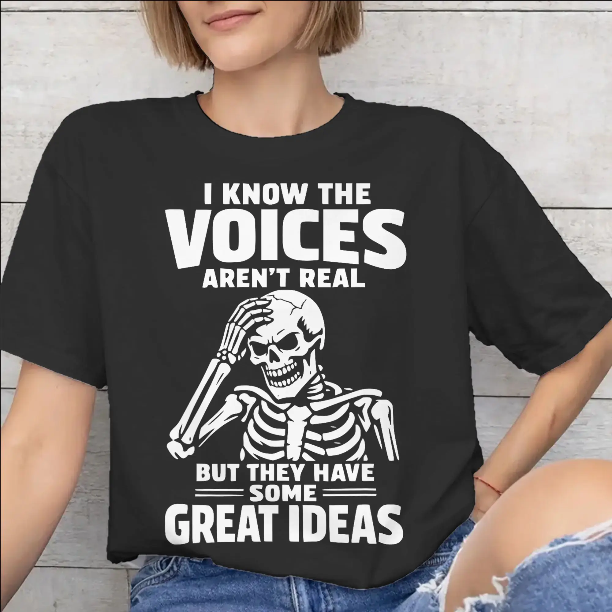 I KNOW THE VOICES AREN'T REAL Tee Shirt for Men Women Gift Idea T Shirts  Cotton Clothing