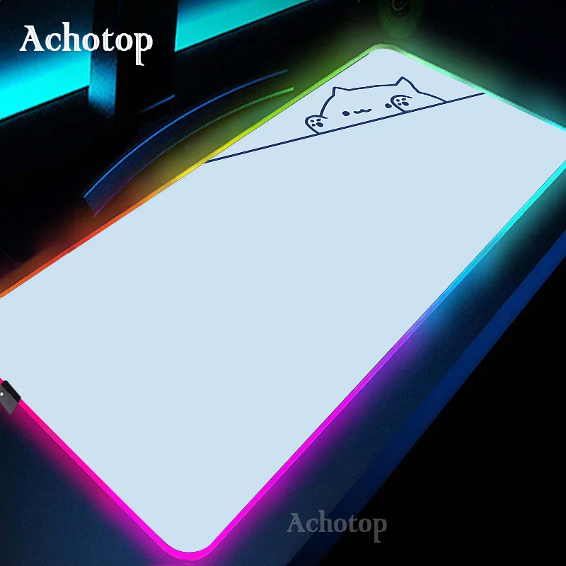 

Bongo Cat RGB Mouse Pad Gamer Large LED Light Carpets MousePads XXL Gaming PC Accessories Computer Desk With Backlit Mouse Mats