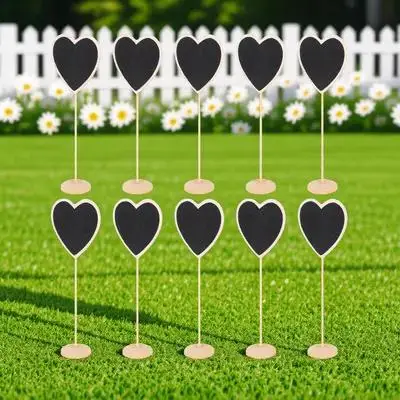10pcs Mini Chalkboard Signs Birch Wood Reusable Blackboard for Home Office Bar Restaurant Notice Display Decor