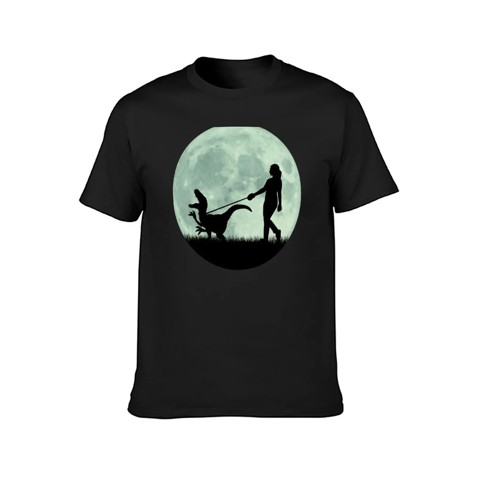 Midnight Raptor Walking In Front Of The Moon T-Shirt summer clothes anime clothes graphics Men's t-shirt