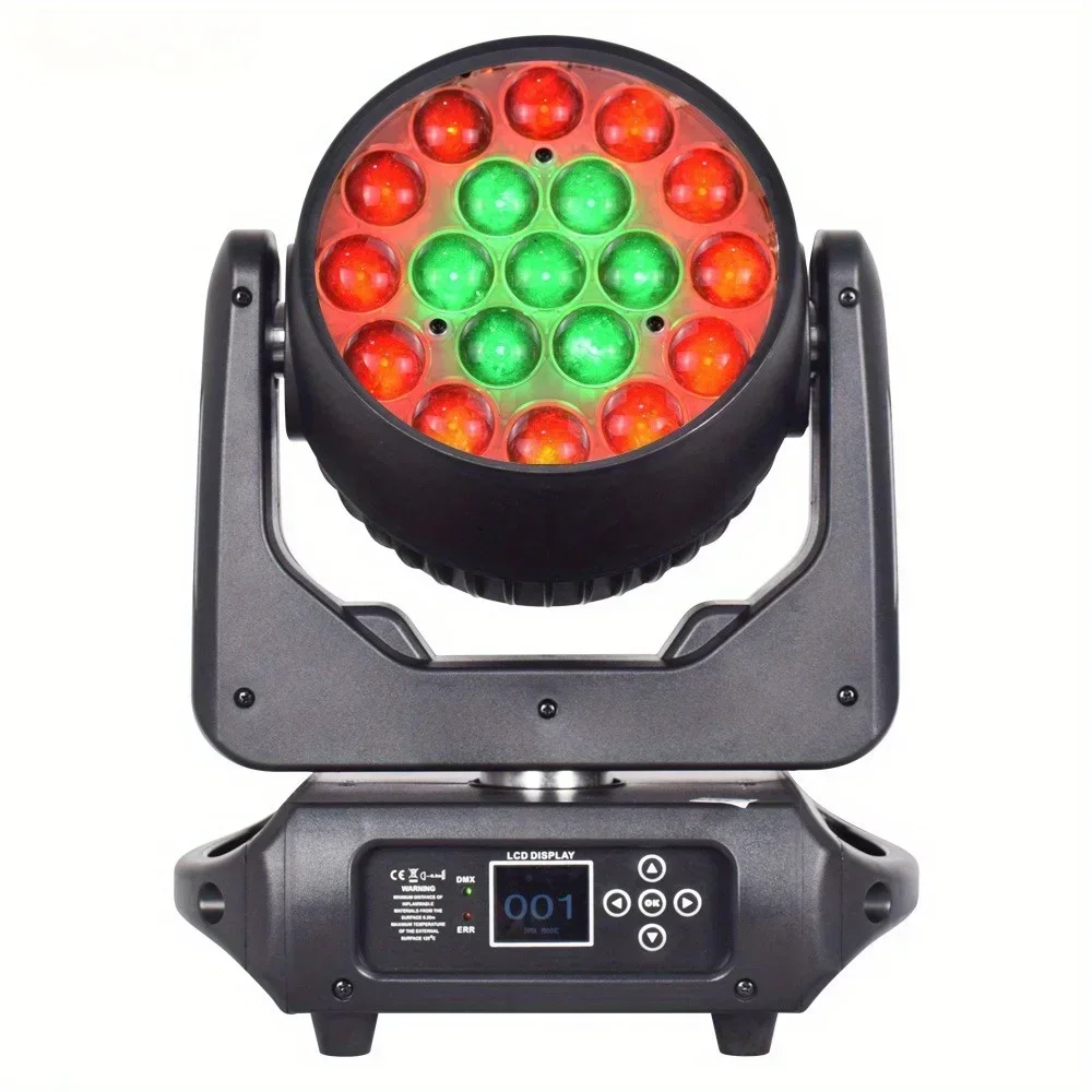 19X15W RGBW LED Moving Heads. Zoom Wash DMX Lights Lyre Beam for DJ/Disco/Party/Bar/Wedding/Concert