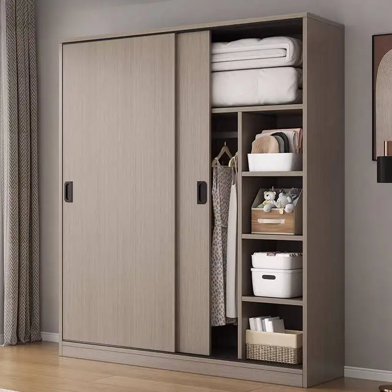 

Japanese Brown Wardrobe Closet European Long Wooden Adult Wardrobe Closet Space Saving Cute Armarios De Ropa Bedroom Furniture